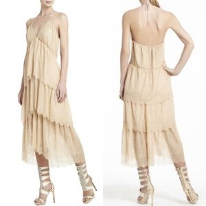 BCBG Kat Tiered Lace Dress in Parfait